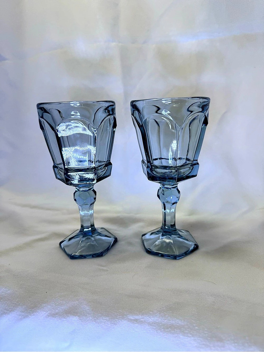 Blue Glass Goblet Set of 2